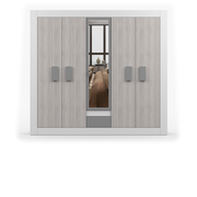 HELIOS Kleiderschrank 5D 231 cm mit Spiegel – Kathult / Grau – Vorderansicht