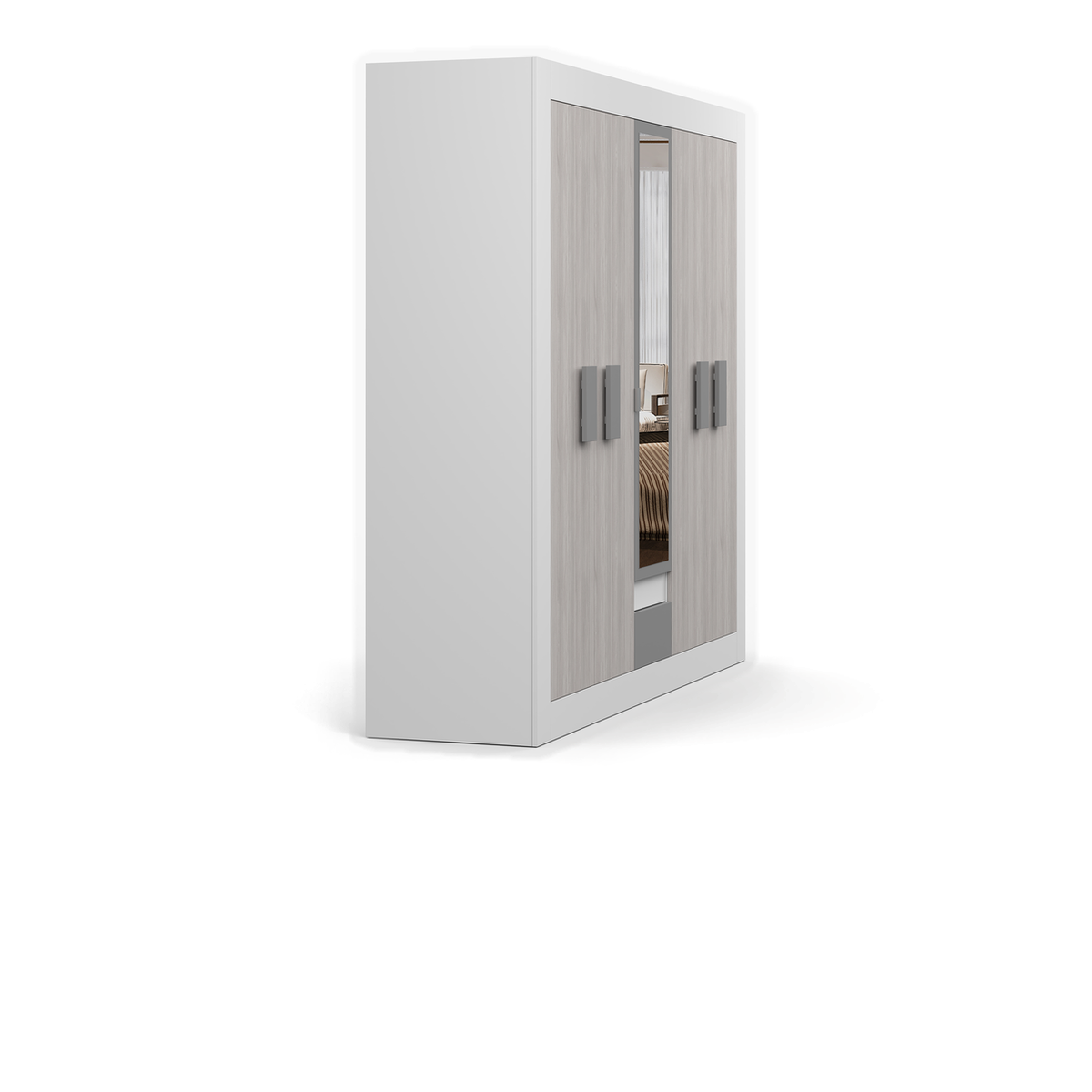 HELIOS Kleiderschrank 5D 231 cm mit Spiegel – Kathult / Grau – Seitenansicht