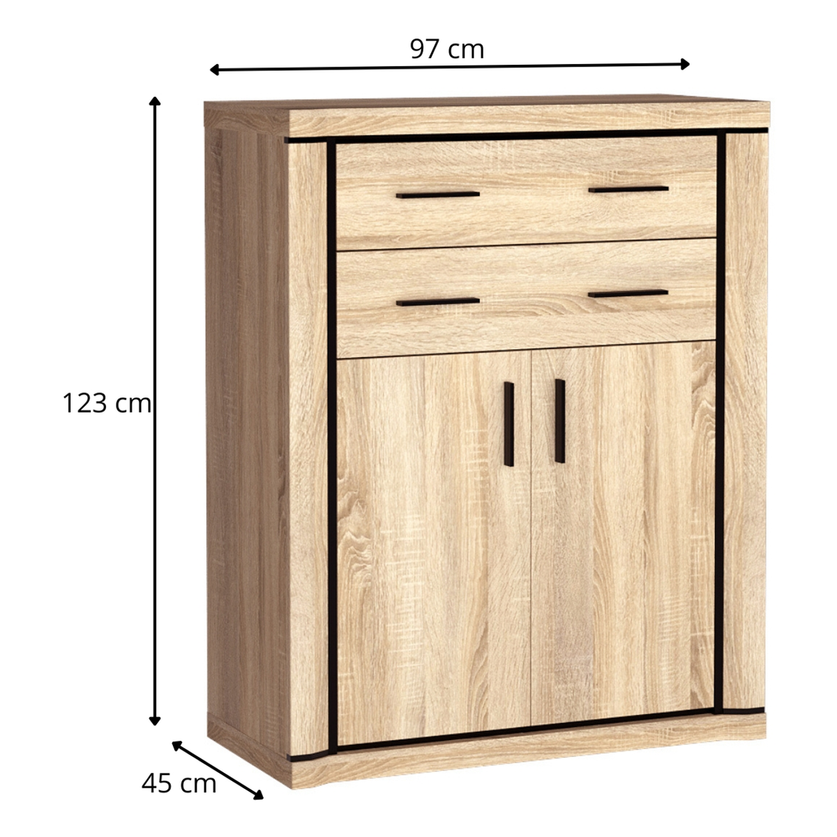 JORVEO Highboard 97 cm – Maße (Breite, Tiefe und Höhe)