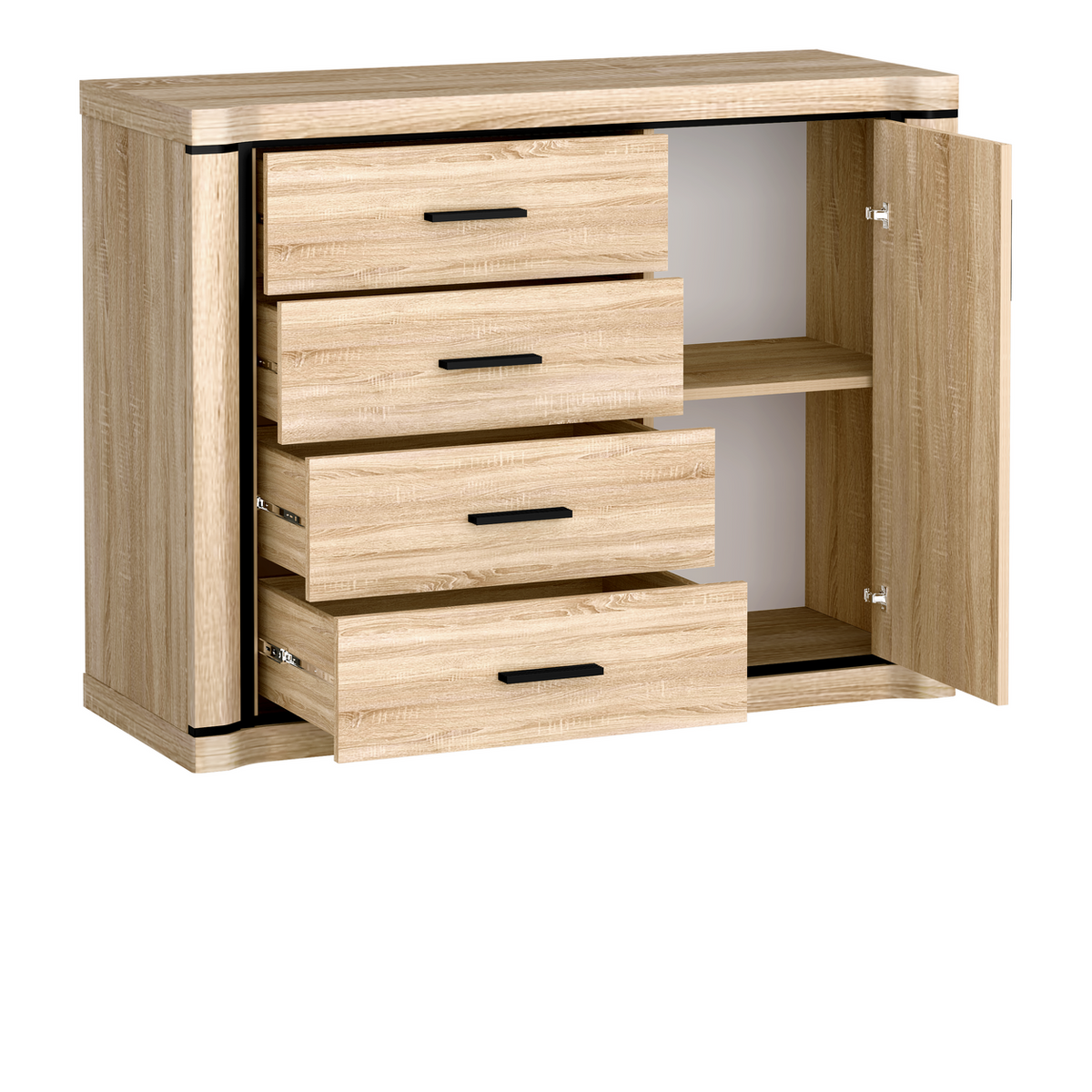 JORVEO Kommode 117 cm – Sonoma-Eiche-Dekor – Weitere Ansicht