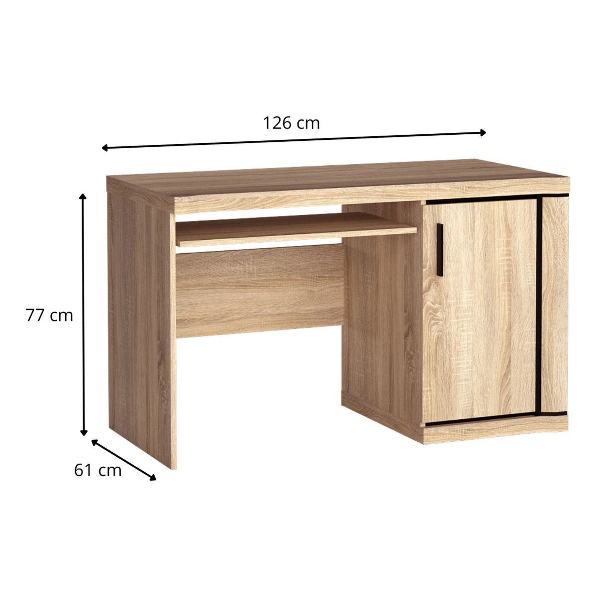 JORVEO Schreibtisch 126 cm – Maße (Breite, Tiefe und Höhe)