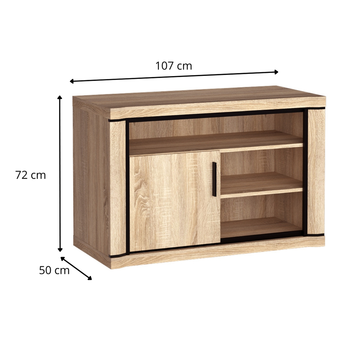 JORVEO TV-Highboard 107 cm – Maße (Breite, Tiefe und Höhe)