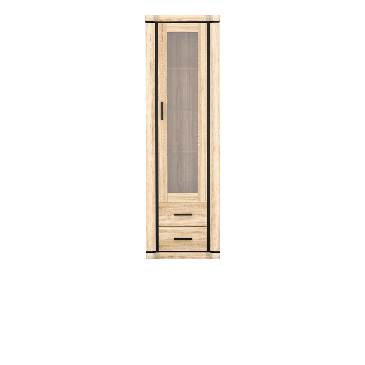 JORVEO Vitrine 58 cm – Sonoma-Eiche-Dekor – Vorderansicht