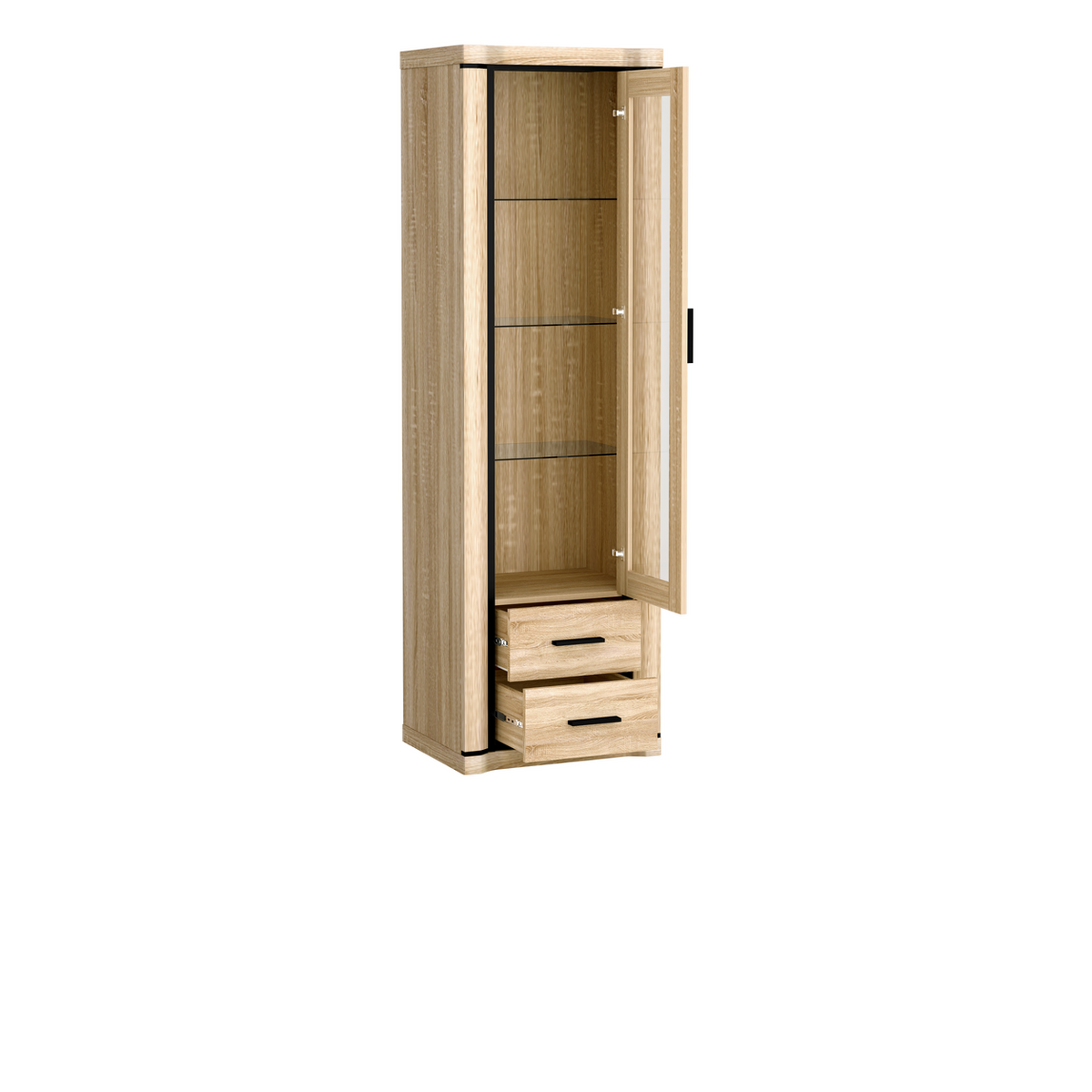 JORVEO Vitrine 58 cm – Sonoma-Eiche-Dekor – Weitere Ansicht