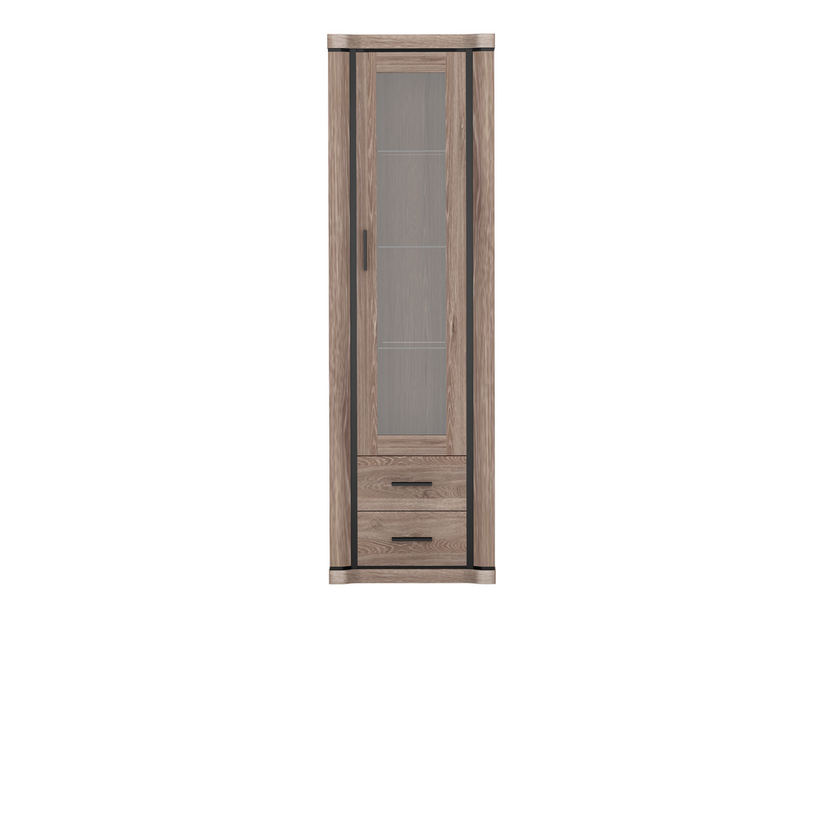 JORVEO Vitrine 58 cm – Eiche Trüffel-Dekor – Vorderansicht