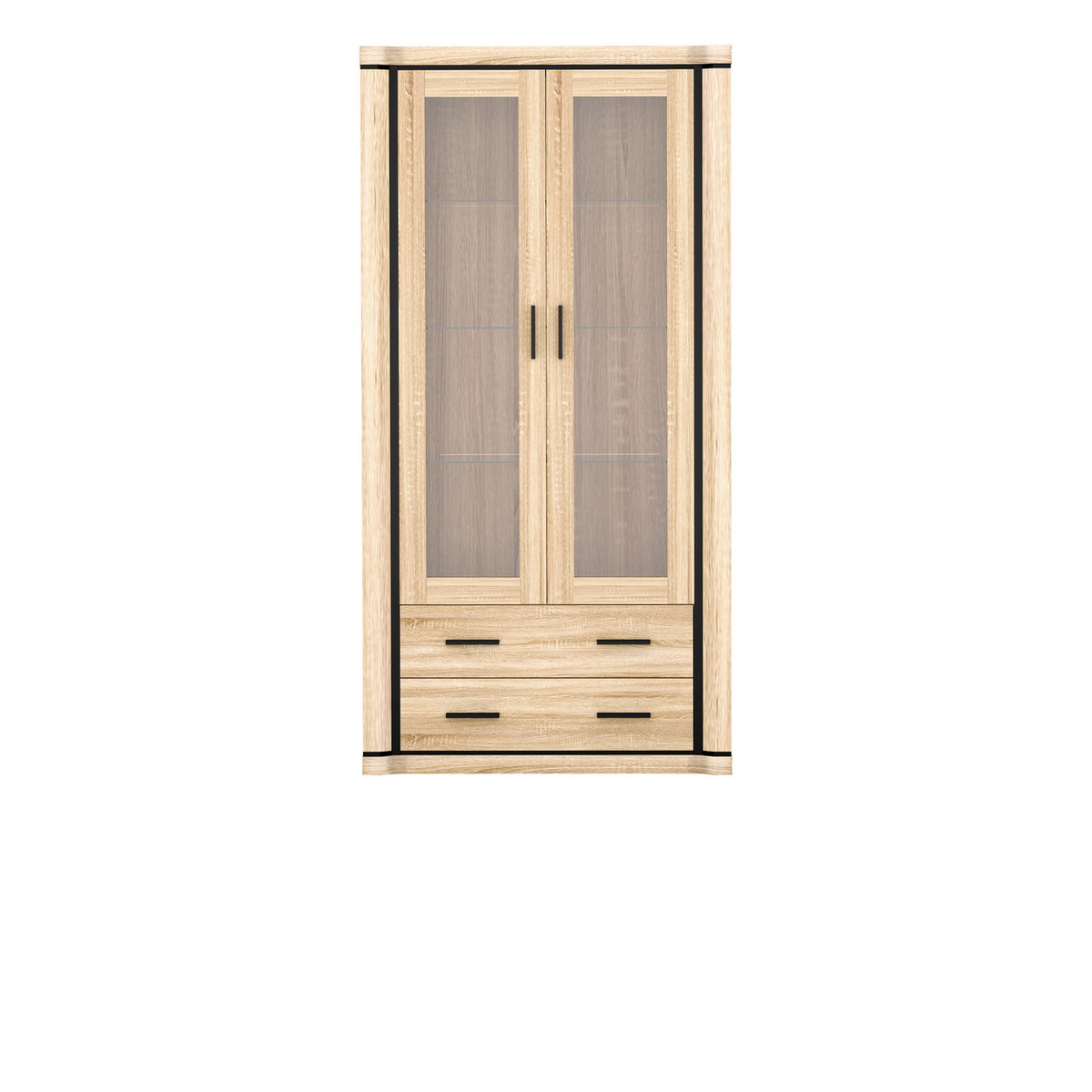 JORVEO Vitrine 97 cm – Sonoma-Eiche-Dekor – Vorderansicht