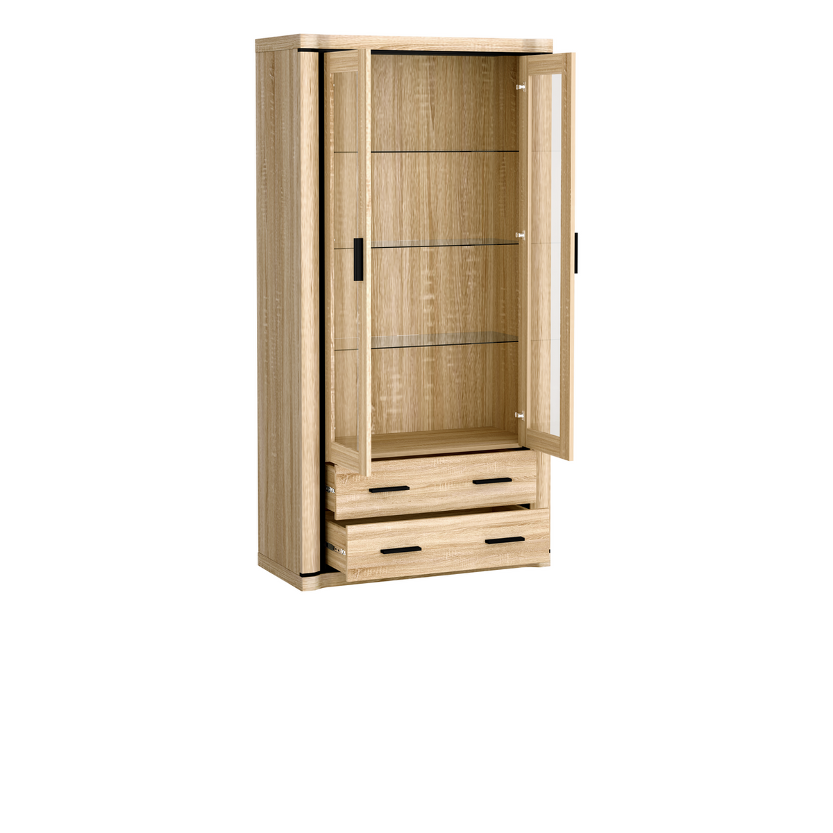 JORVEO Vitrine 97 cm – Sonoma-Eiche-Dekor – Weitere Ansicht