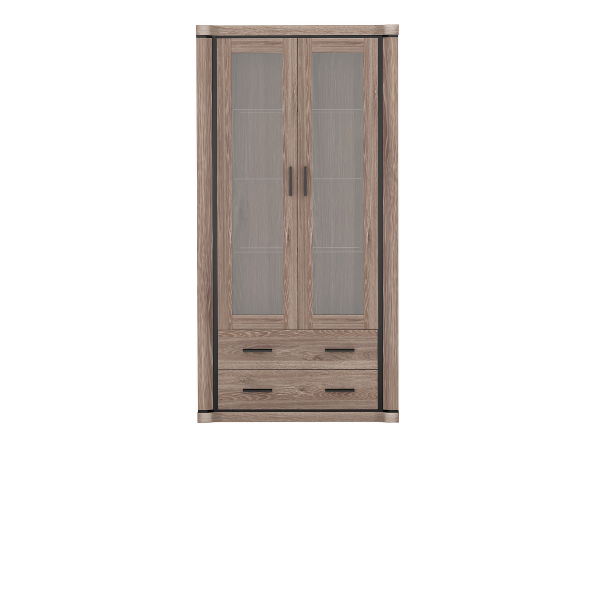 JORVEO Vitrine 97 cm – Eiche Trüffel-Dekor – Vorderansicht