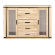 JORVEO Vitrinenkommode 157 cm – Sonoma-Eiche-Dekor – Vorderansicht