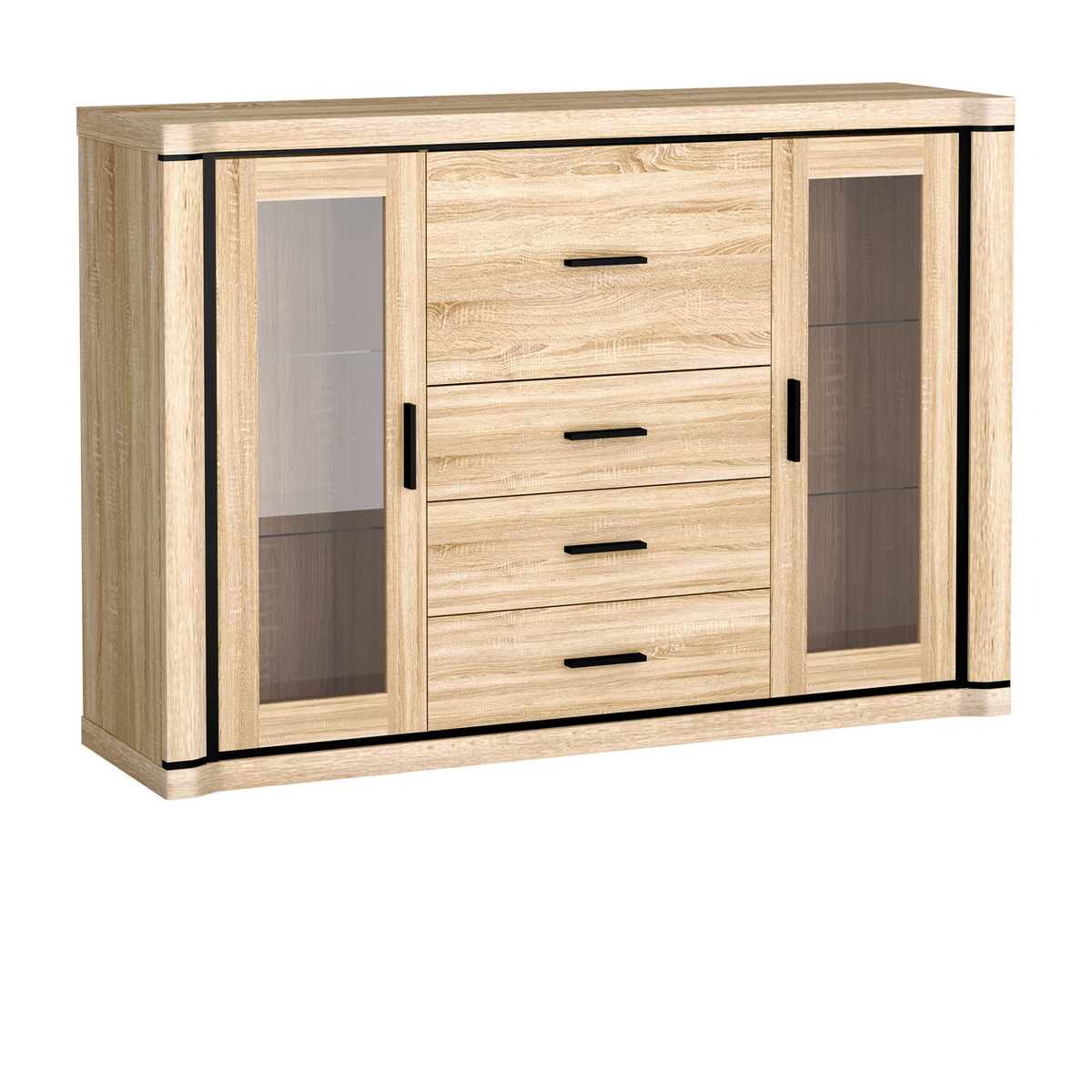 JORVEO Vitrinenkommode 157 cm – Sonoma-Eiche-Dekor – Weitere Ansicht