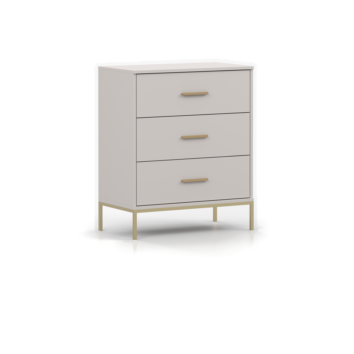 KASZMIR Kommode 3S 70 cm – Kaschmir / Gold – Schrägansicht links