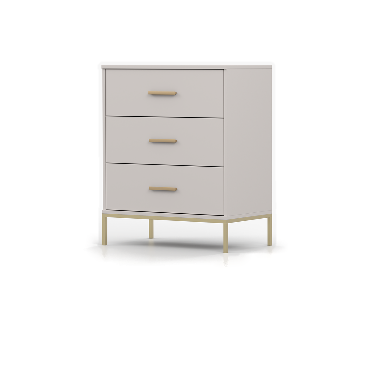 KASZMIR Kommode 3S 70 cm – Kaschmir / Gold – Schrägansicht rechts