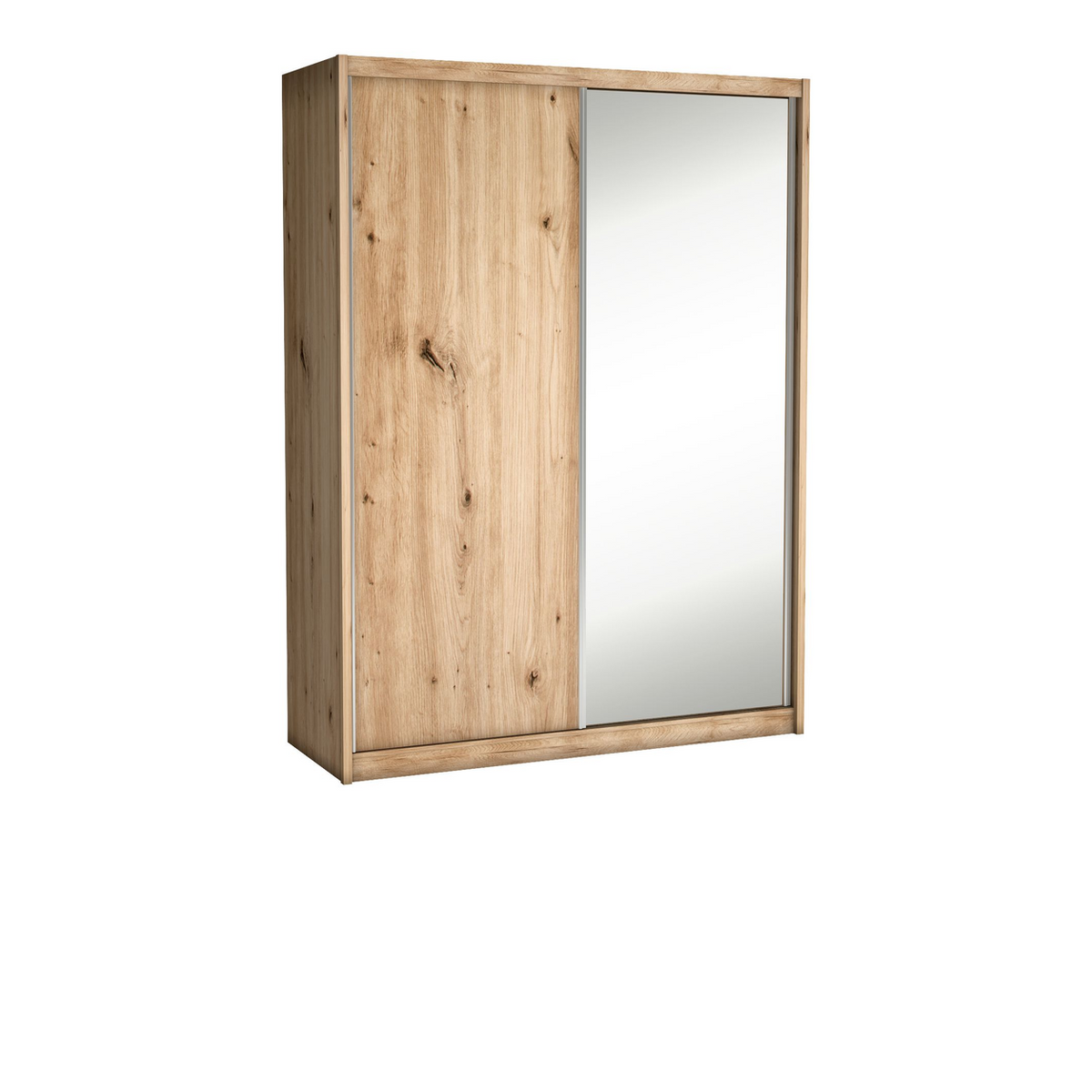 LANUVEO Schwebetürenschrank 180 cm – mit Spiegel – Artisan-Eiche-Dekor – Vorderansicht