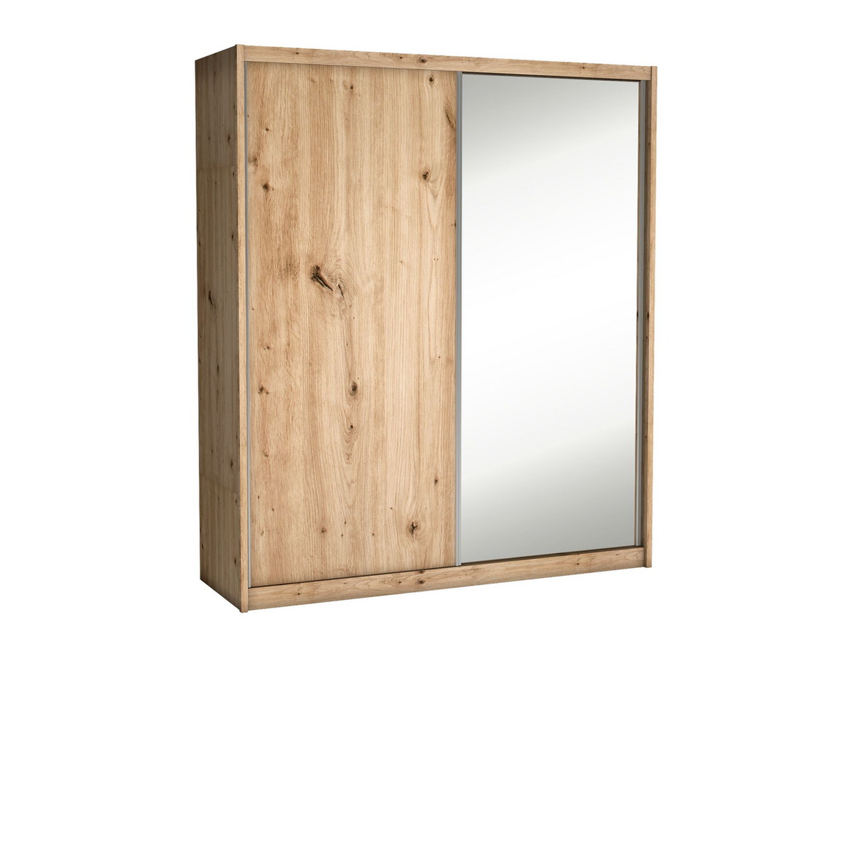 LANUVEO Schwebetürenschrank 208 cm – mit Spiegel – Artisan-Eiche-Dekor – Vorderansicht