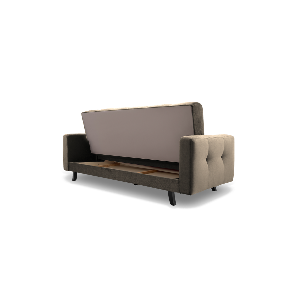 LIZBONA Schlafsofa 227 cm – mit Bettkasten, schwarze Füße – Detailansicht