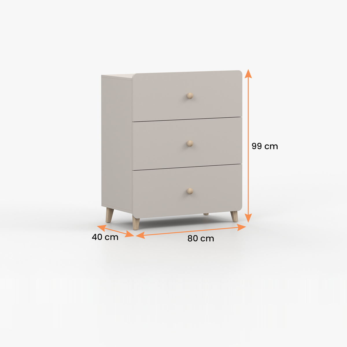 MARIO Kommode 3S 80 cm – Kaschmir – Vermassung