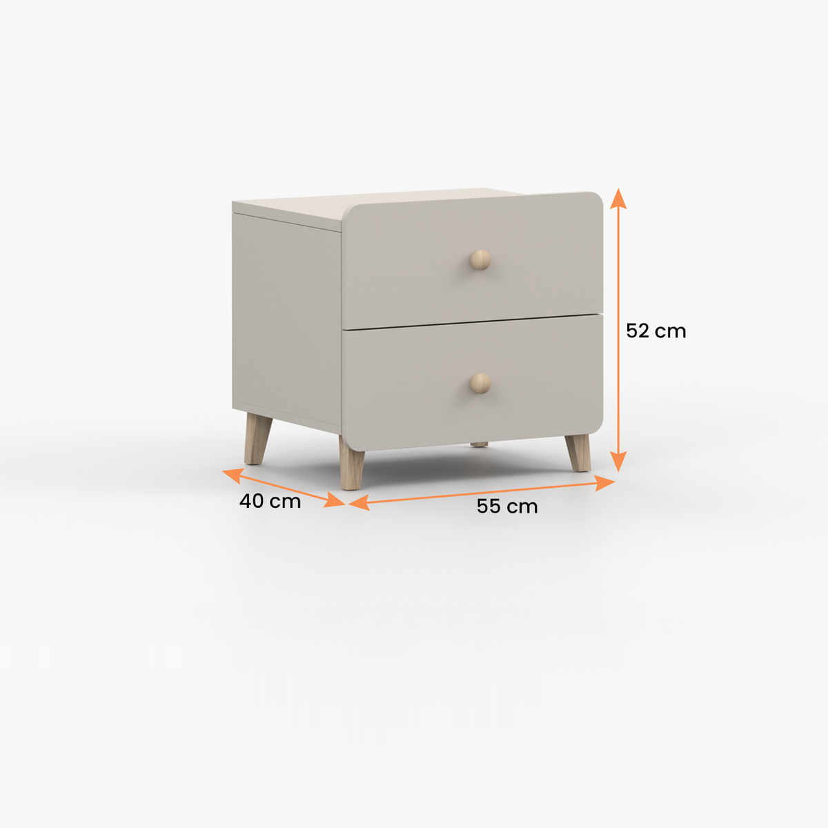 MARIO Nachttisch 55 cm – Kaschmir – Vermassung