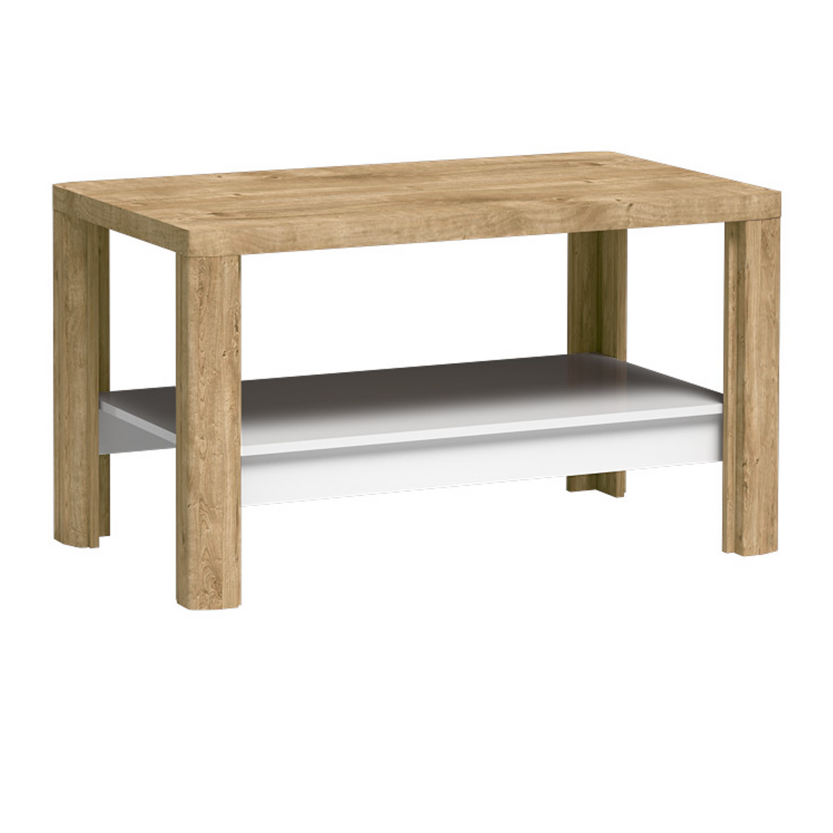 MERUNEO Couchtisch 110 cm – Ribbeck / Weiß Hochglanz-Dekor – Vorderansicht