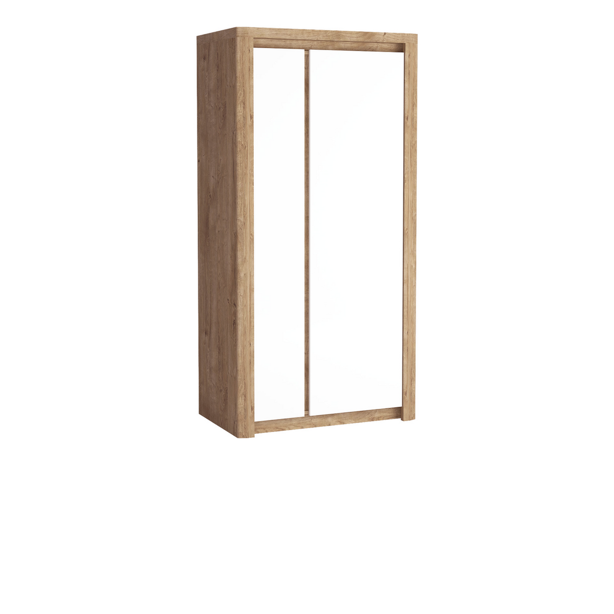 MERUNEO Kleiderschrank 98 cm – Ribbeck / Weiß Hochglanz-Dekor – Vorderansicht
