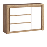 MERUNEO Kommode 114 cm – Ribbeck / Weiß Hochglanz-Dekor – Vorderansicht