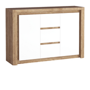 MERUNEO Kommode 144 cm – Ribbeck / Weiß Hochglanz-Dekor – Vorderansicht