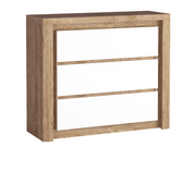 MERUNEO Schubladenkommode 144 cm – Ribbeck / Weiß Hochglanz-Dekor – Vorderansicht