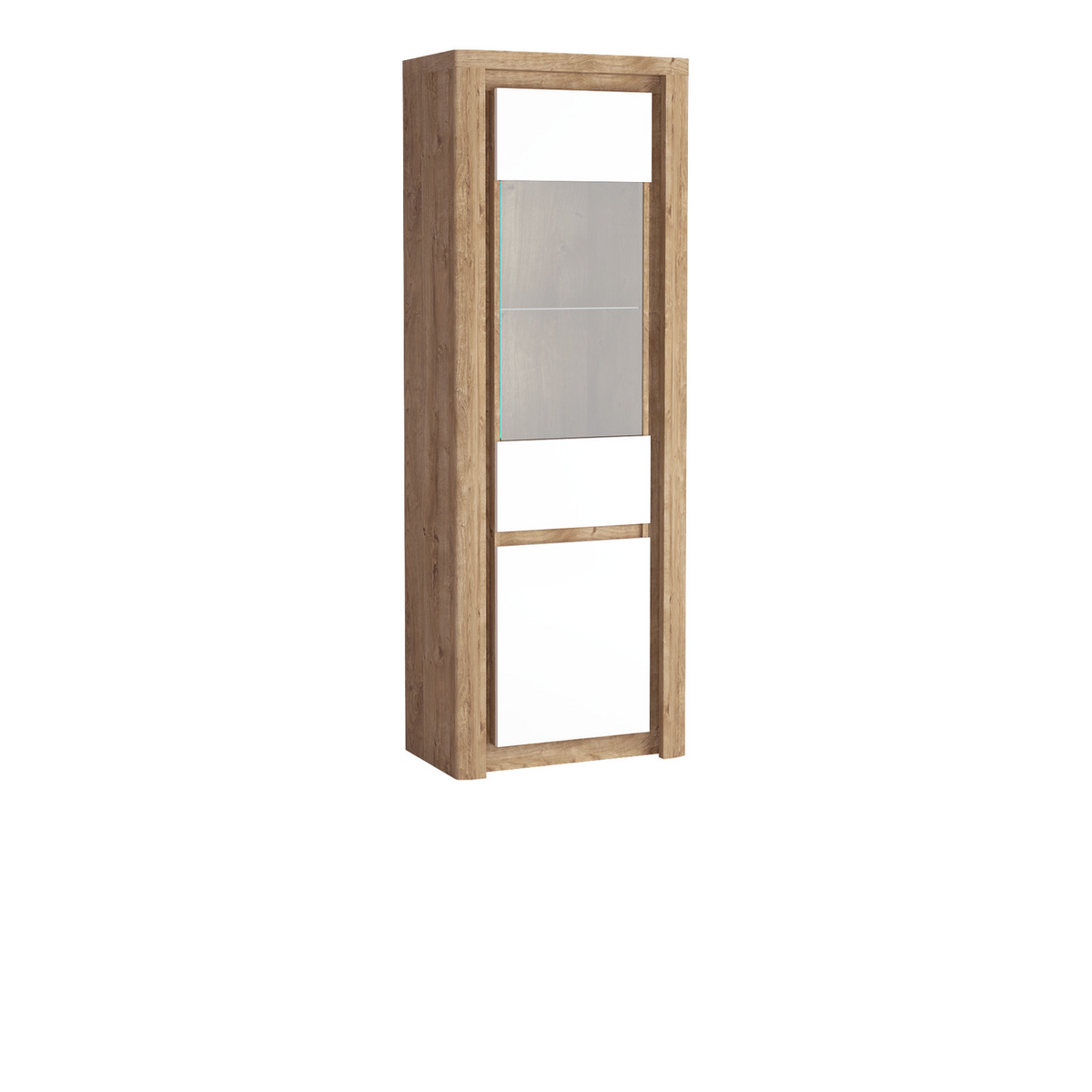 MERUNEO Vitrine 70,5 cm – Ribbeck / Weiß Hochglanz-Dekor – Vorderansicht
