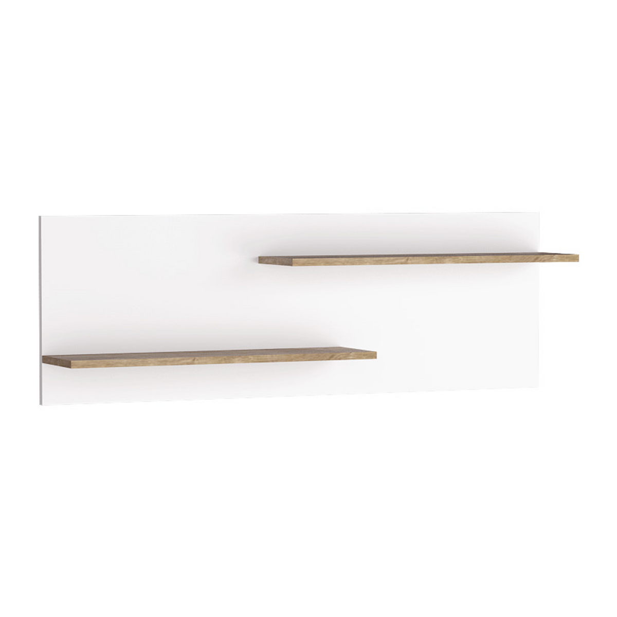 MERUNEO Wandregal 120 cm – Ribbeck / Weiß Hochglanz-Dekor – Vorderansicht