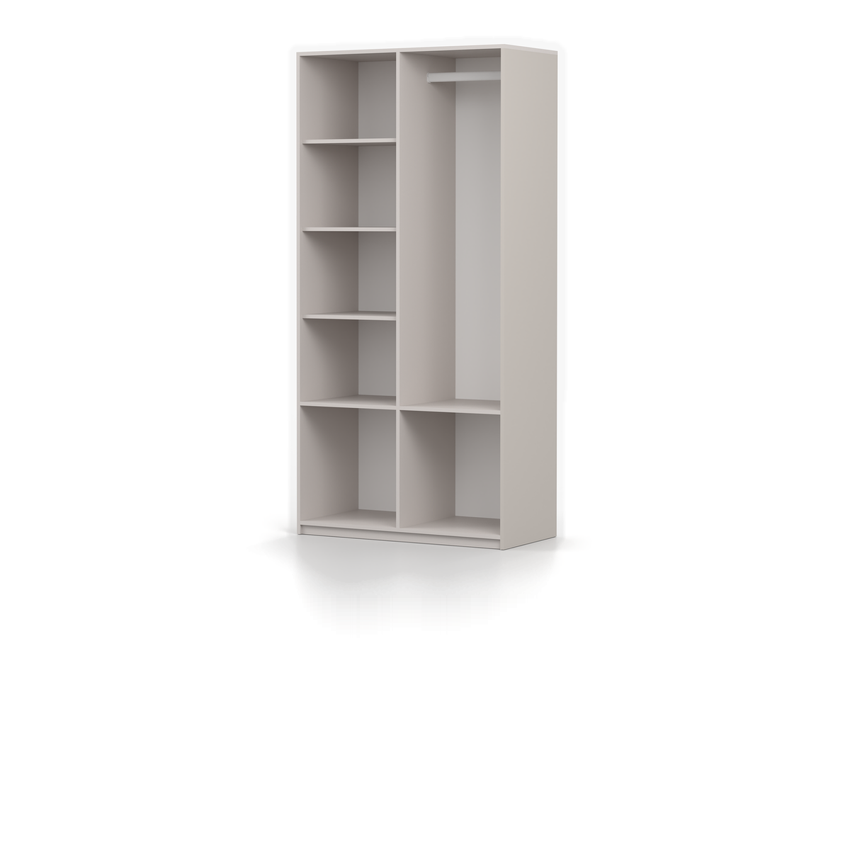 MEZZO Kleiderschrank 4D 100 cm – Kaschmir – Innenansicht ohne Türen