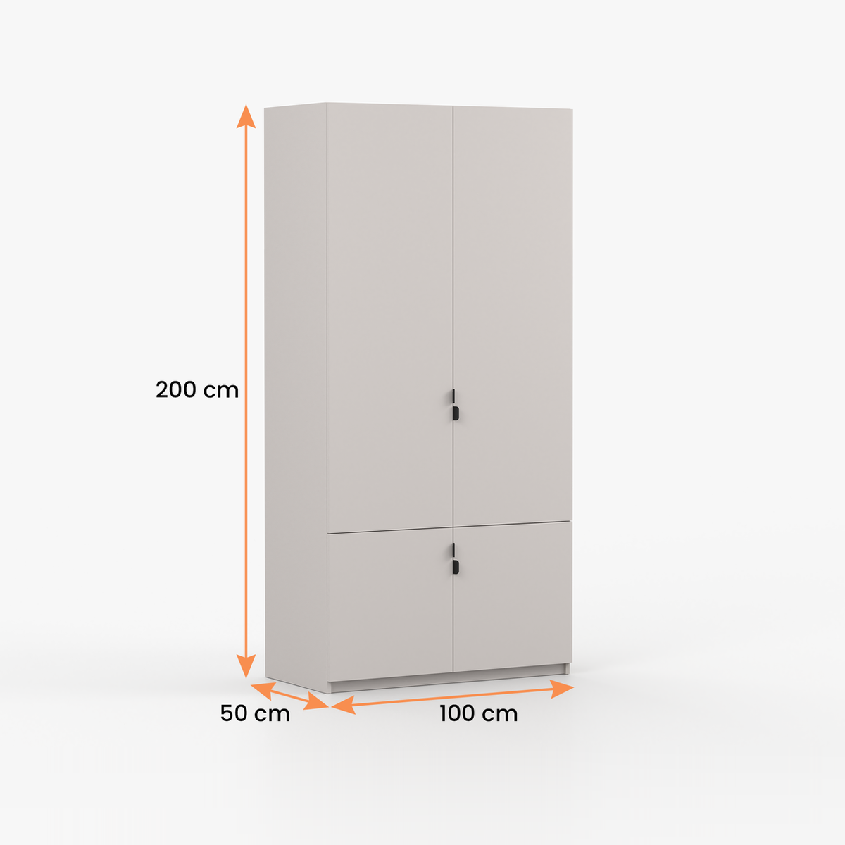 MEZZO Kleiderschrank 4D 100 cm – Kaschmir – Vermassung