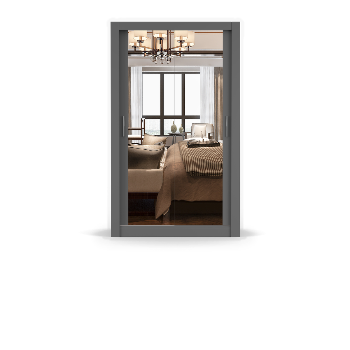 MILAN Schwebetürenschrank 120 cm mit Spiegel – Detailansicht