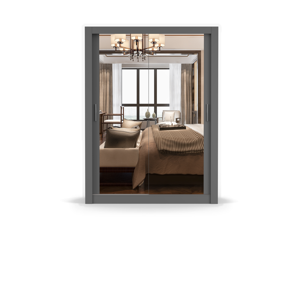 MILAN Schwebetürenschrank 150 cm mit Spiegel – Hauptansicht