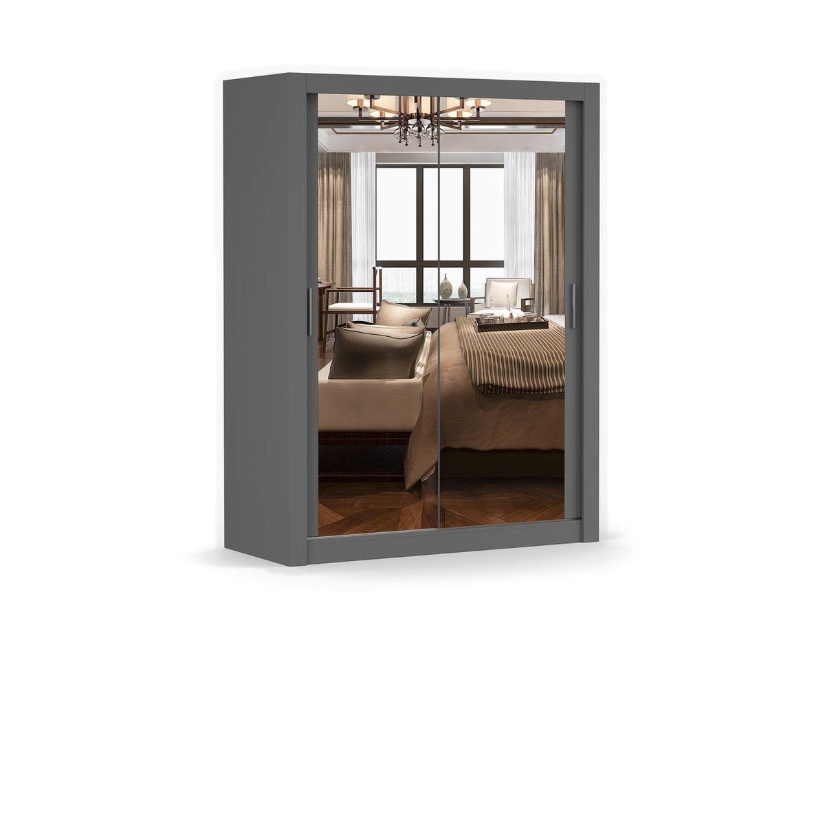 MILAN Schwebetürenschrank 150 cm mit Spiegel – Detailansicht