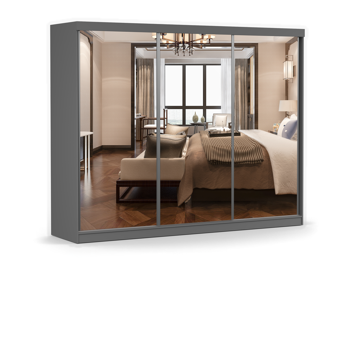 MILAN Schwebetürenschrank 250 cm mit Spiegel – Detailansicht