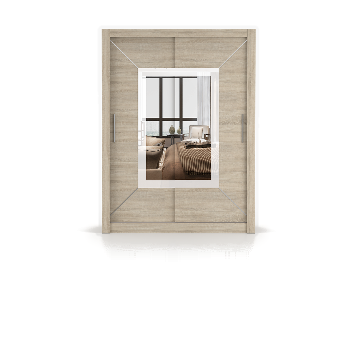 MILAN VENICE Schwebetürenschrank 150 cm mit Spiegel – Sonoma