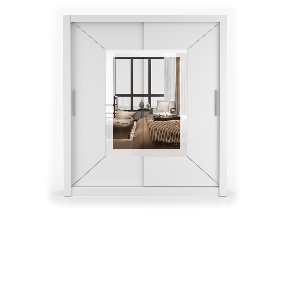 MILAN VENICE Schwebetürenschrank 180 cm mit Spiegel – Weiß