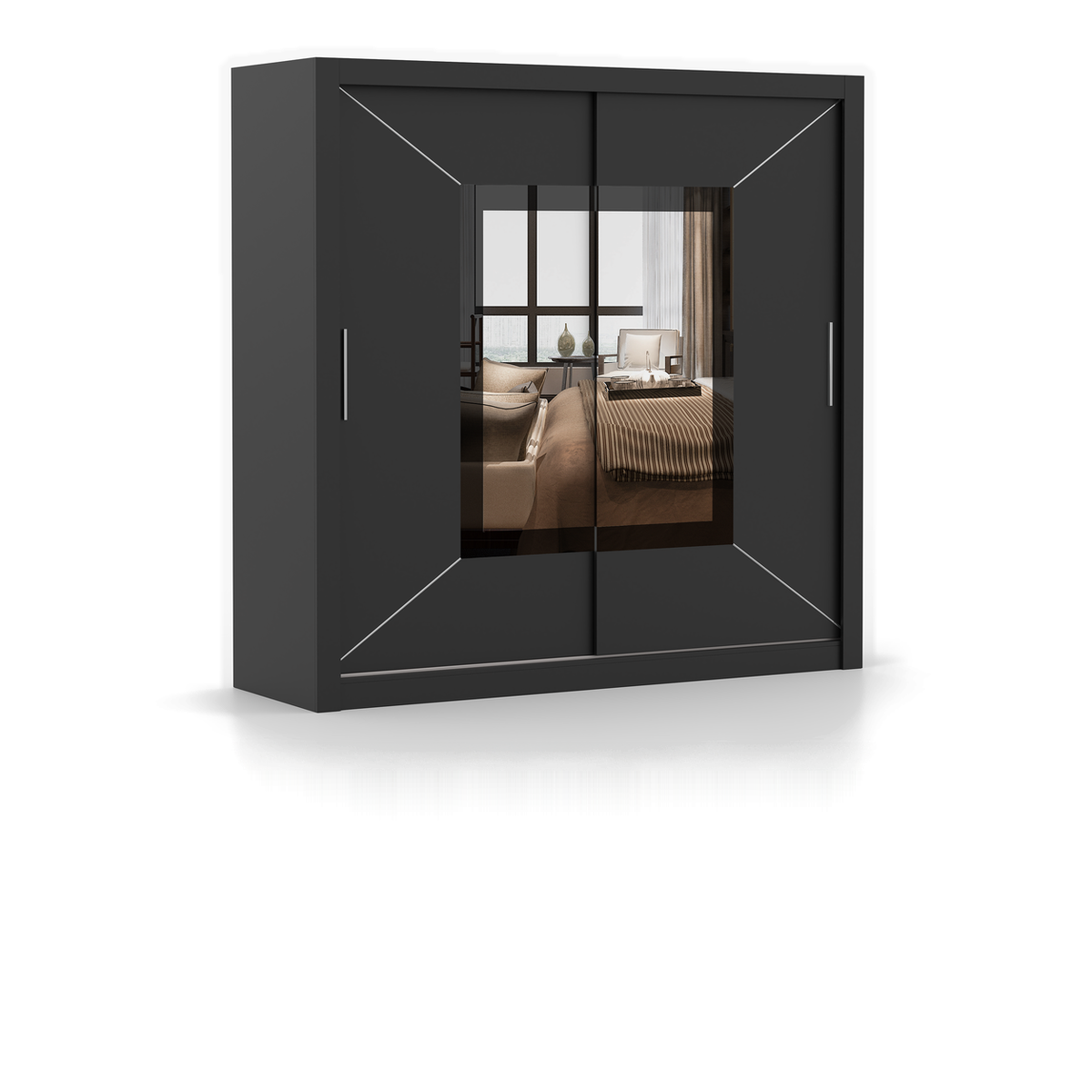 MILAN VENICE Schwebetürenschrank 203 cm mit Spiegel – Detailansicht