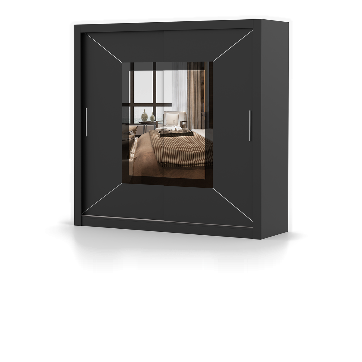 MILAN VENICE Schwebetürenschrank 203 cm mit Spiegel – Detailansicht