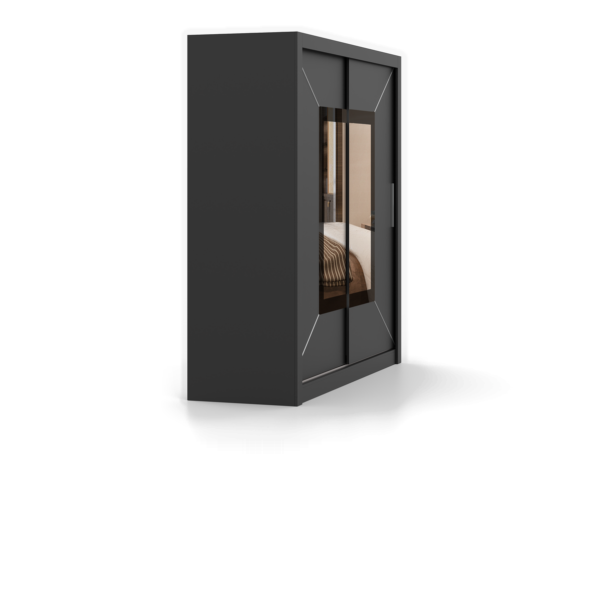 MILAN VENICE Schwebetürenschrank 203 cm mit Spiegel – Detailansicht