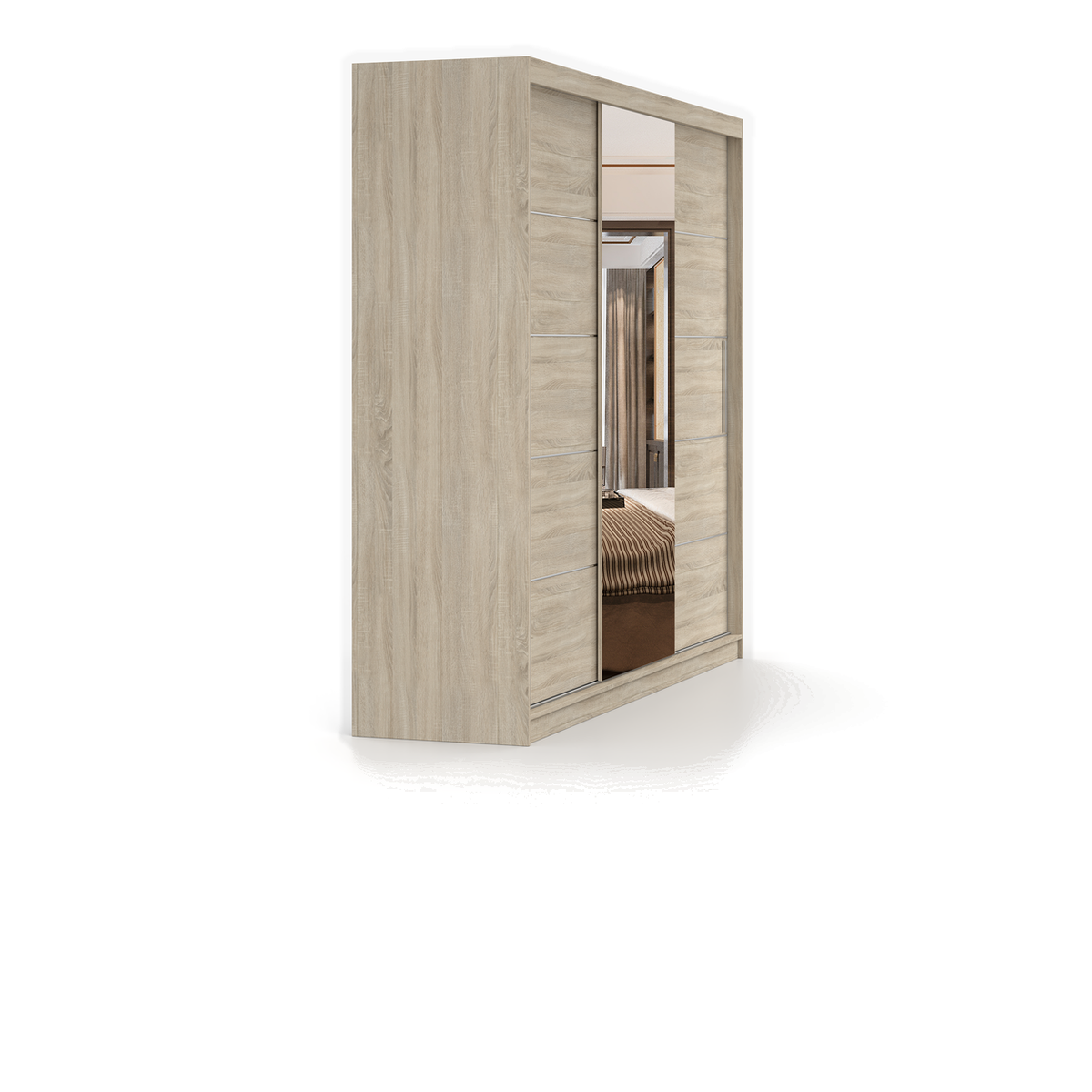 MULTI 23 Schwebetürenschrank 233 cm mit Spiegel – Detailansicht