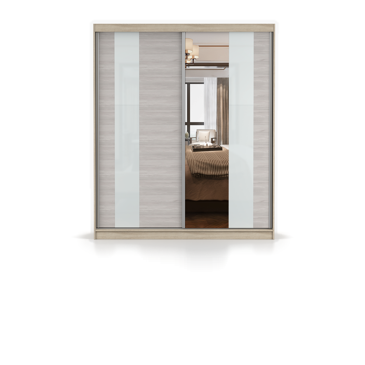 MULTI 32 Schwebetürenschrank 183 cm mit Spiegel – Korpus Sonoma / Front Kathult