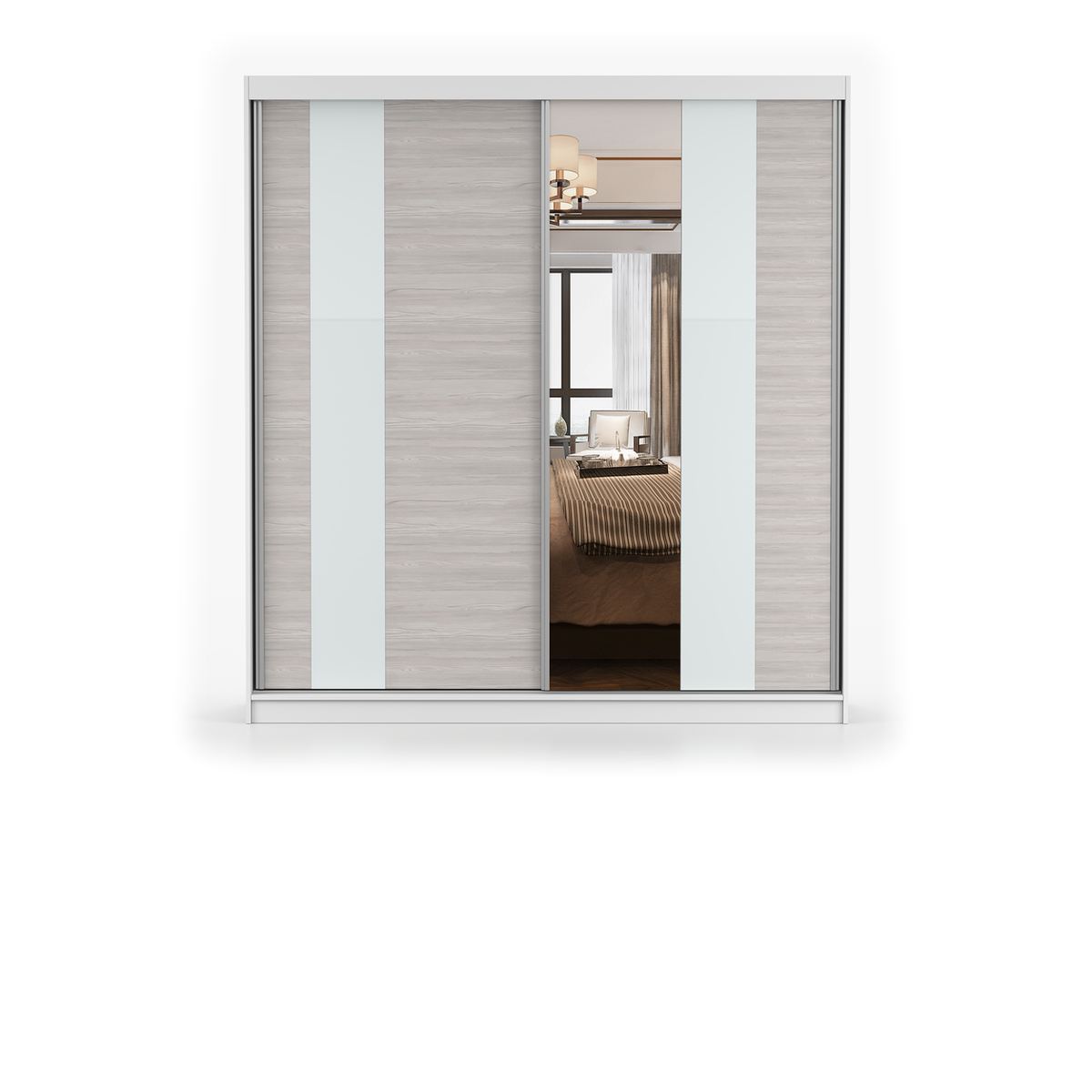 MULTI 32 Schwebetürenschrank 203 cm mit Spiegel – Korpus Weiß / Front Kathult