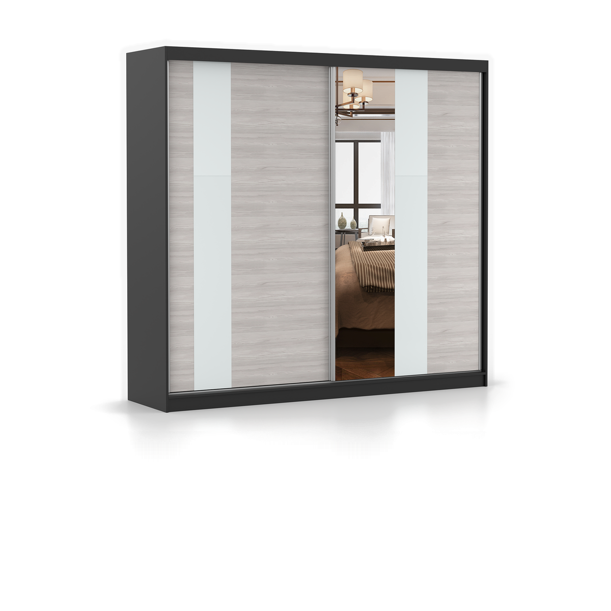 MULTI 32 Schwebetürenschrank 233 cm mit Spiegel – Detailansicht