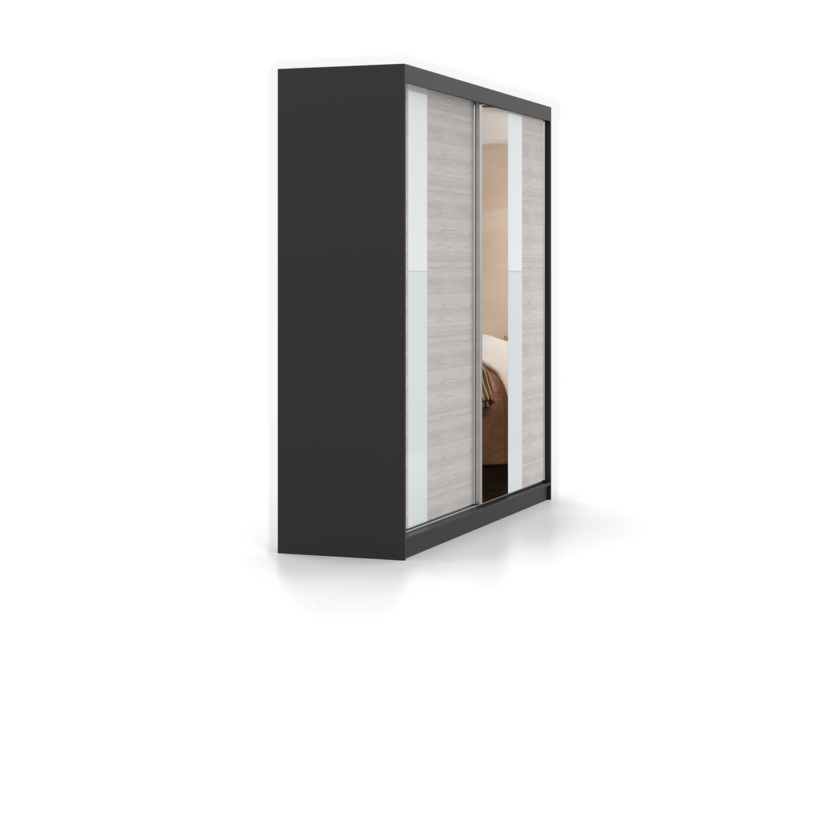 MULTI 32 Schwebetürenschrank 233 cm mit Spiegel – Detailansicht