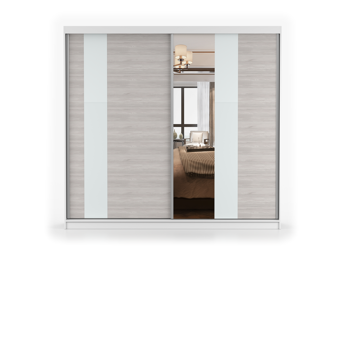 MULTI 32 Schwebetürenschrank 233 cm mit Spiegel – Korpus Weiß / Front Kathult
