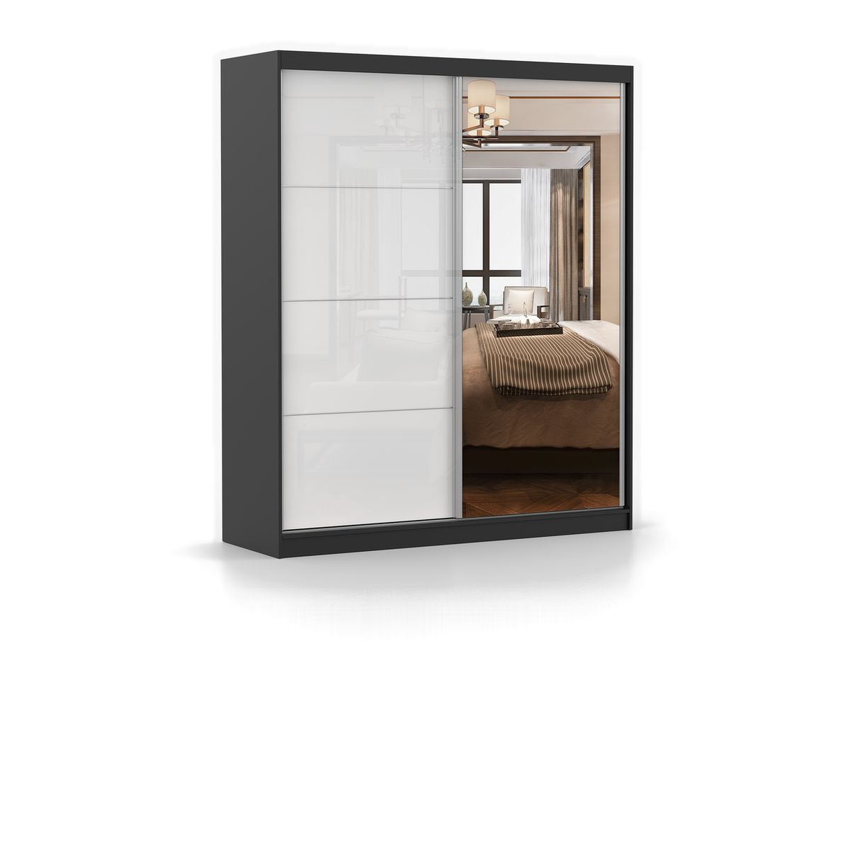 MULTI 35 Schwebetürenschrank 183 cm mit Spiegel – Detailansicht