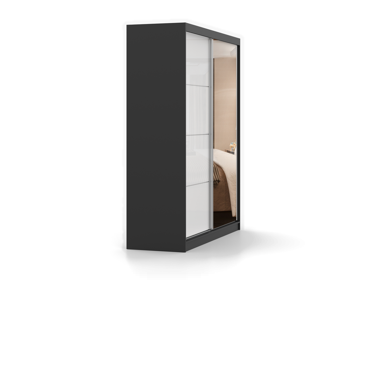 MULTI 35 Schwebetürenschrank 183 cm mit Spiegel – Detailansicht