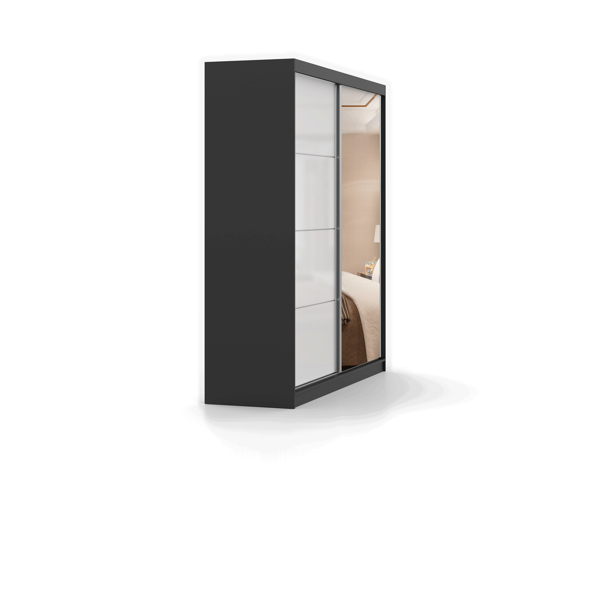MULTI 35 Schwebetürenschrank 203 cm mit Spiegel – Detailansicht
