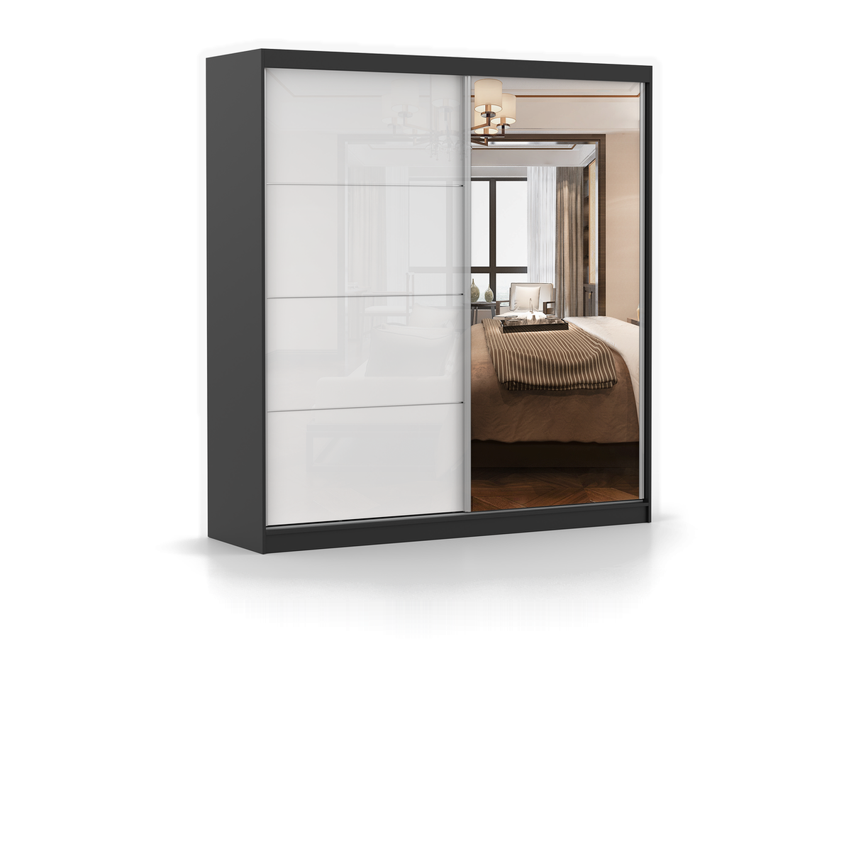 MULTI 35 Schwebetürenschrank 233 cm mit Spiegel – Detailansicht