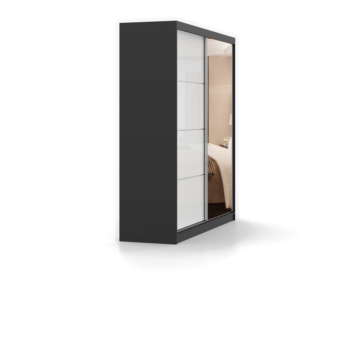 MULTI 35 Schwebetürenschrank 233 cm mit Spiegel – Detailansicht